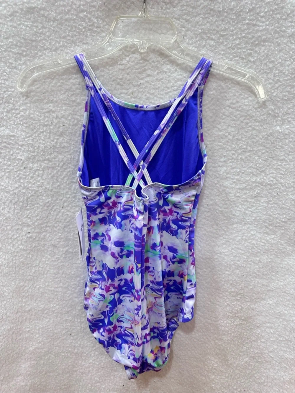 Nike Girls Purple & White Marble One-Piece Swim Suit